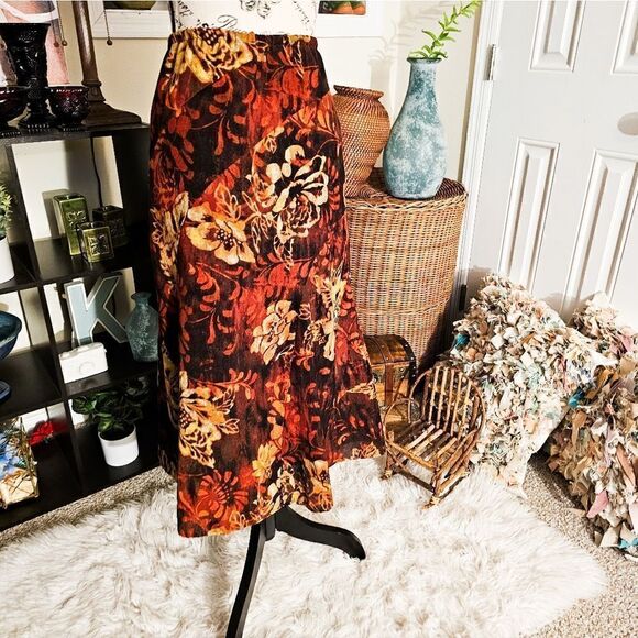 Vintage R.Q.T Rustic Floral Print Midi Skirt - Picture 14 of 15